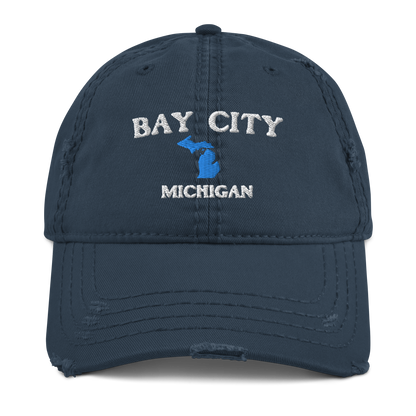 'Bay City Michigan' Distressed Dad Hat (w/ Michigan Outline)