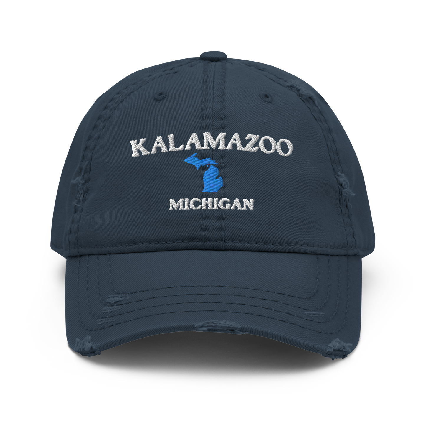 'Kalamazoo Michigan' Distressed Dad Hat (w/ Michigan Outline)