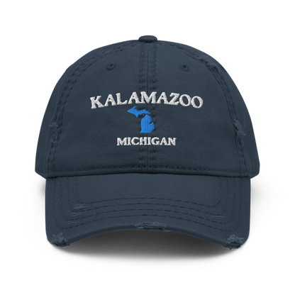 'Kalamazoo Michigan' Distressed Dad Hat (w/ Michigan Outline)