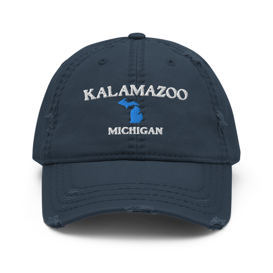 'Kalamazoo Michigan' Distressed Dad Hat (w/ Michigan Outline)