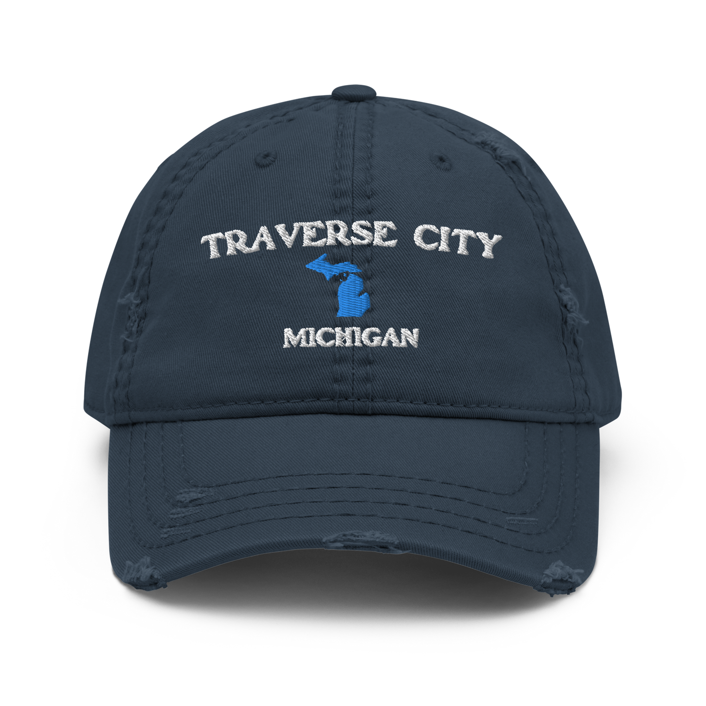 'Traverse City Michigan' Distressed Dad Hat (w/ Michigan Outline)