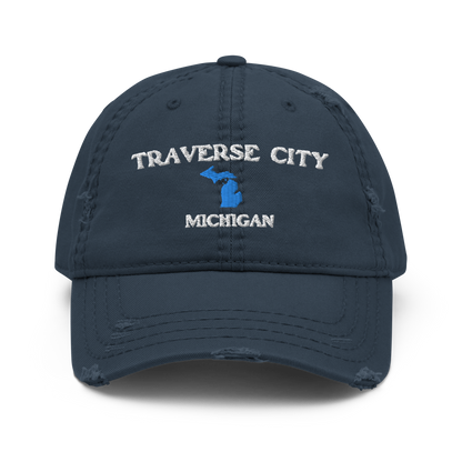 'Traverse City Michigan' Distressed Dad Hat (w/ Michigan Outline)