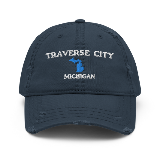 'Traverse City Michigan' Distressed Dad Hat (w/ Michigan Outline)