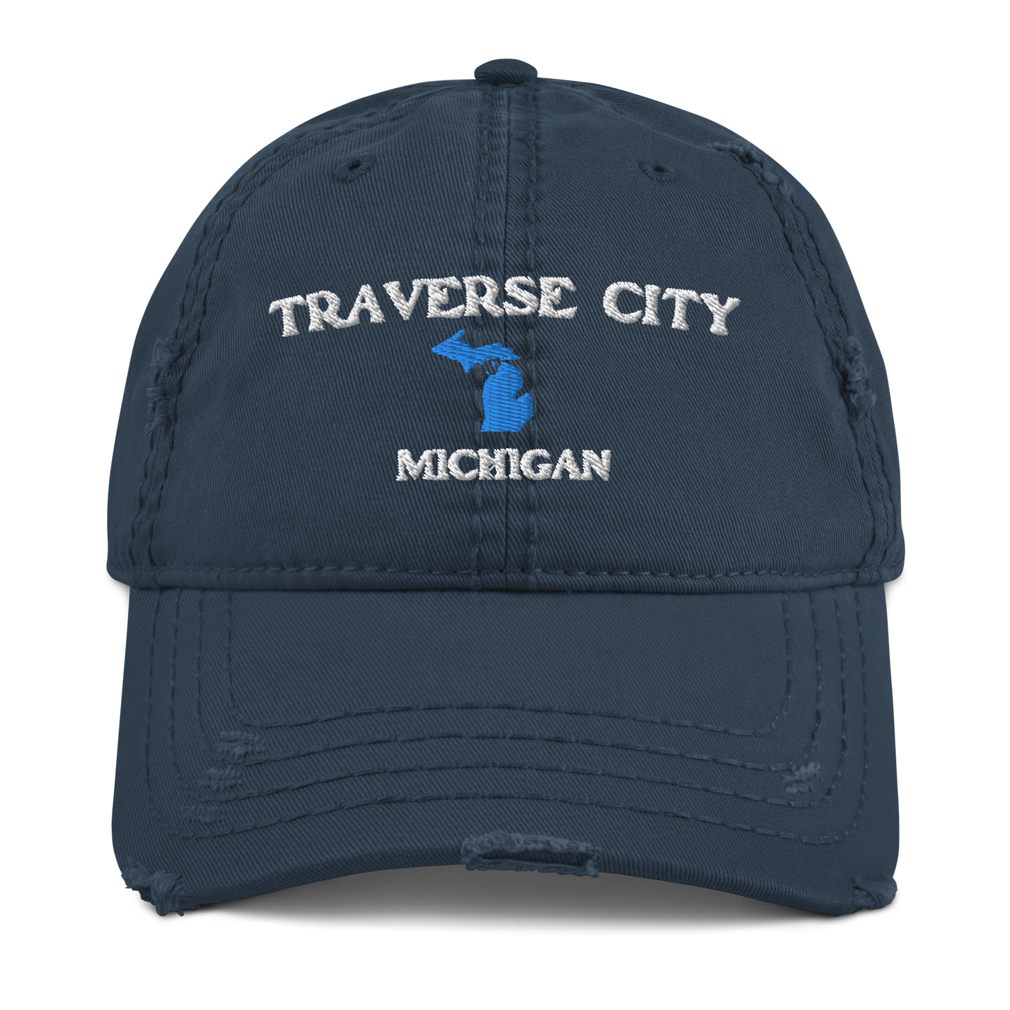 'Traverse City Michigan' Distressed Dad Hat (w/ Michigan Outline)