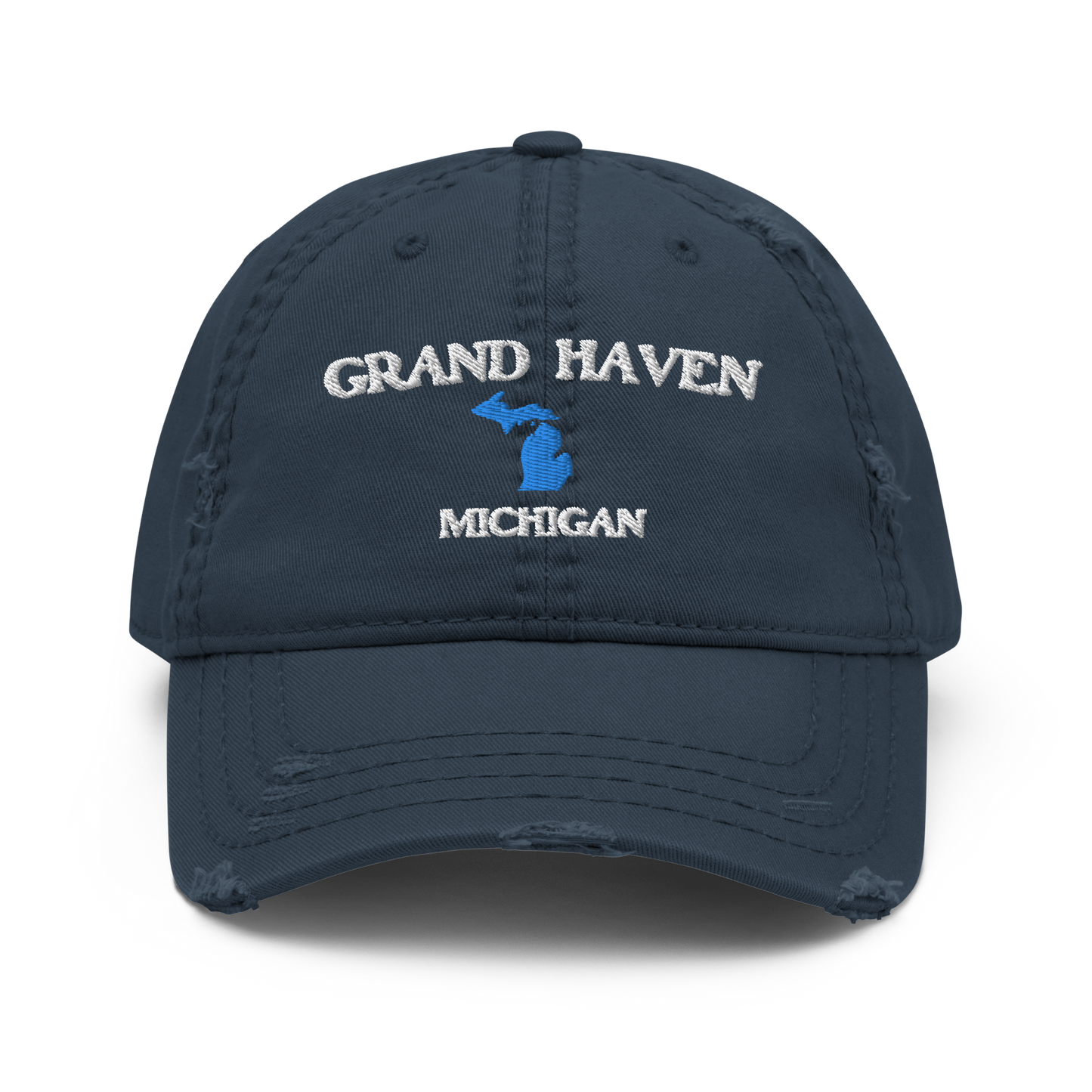 'Grand Haven Michigan' Distressed Dad Hat (w/ Michigan Outline)