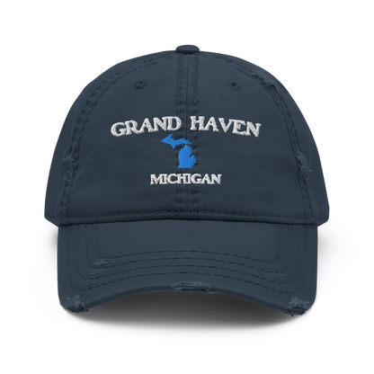 'Grand Haven Michigan' Distressed Dad Hat (w/ Michigan Outline)