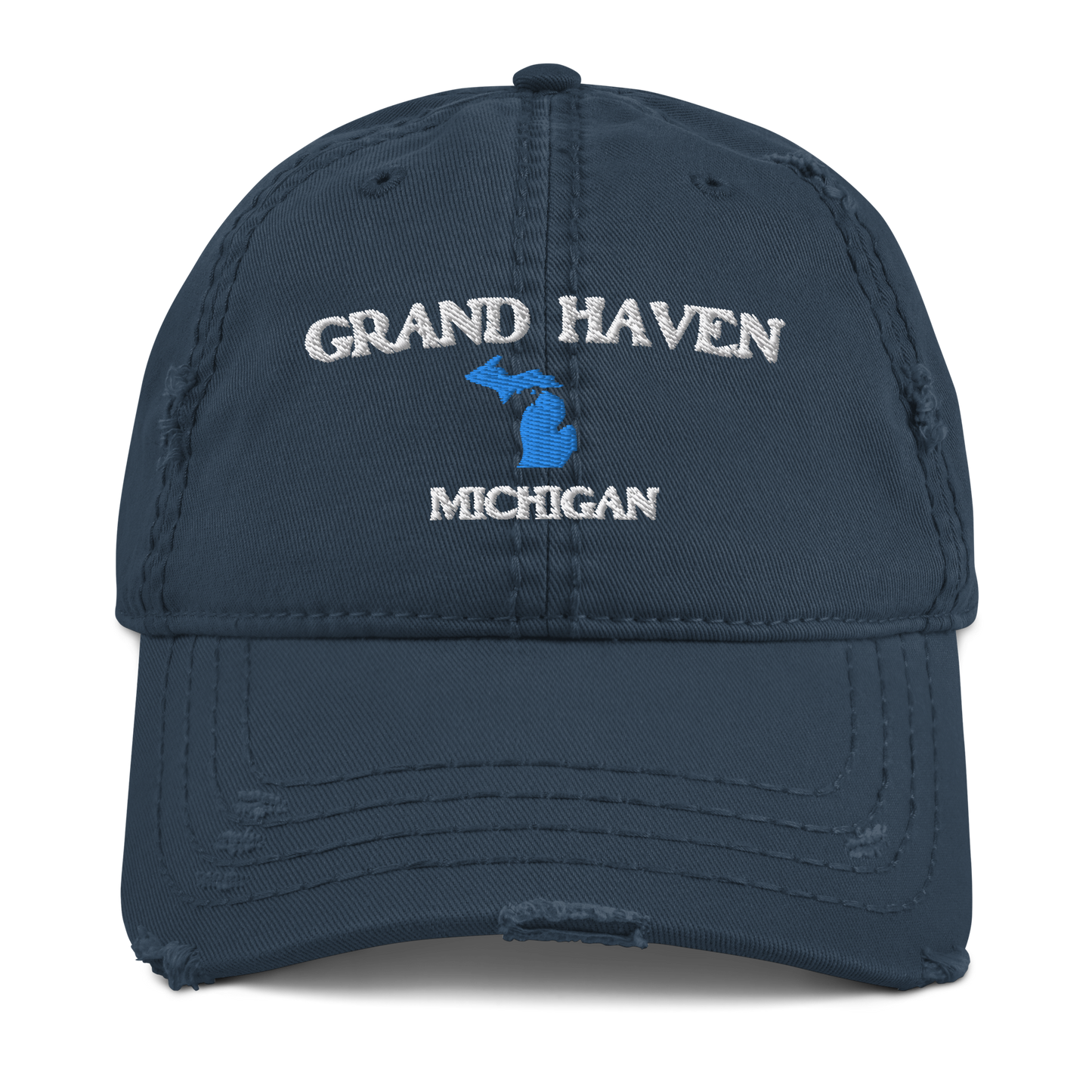 'Grand Haven Michigan' Distressed Dad Hat (w/ Michigan Outline)