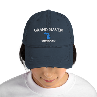 'Grand Haven Michigan' Distressed Dad Hat (w/ Michigan Outline)