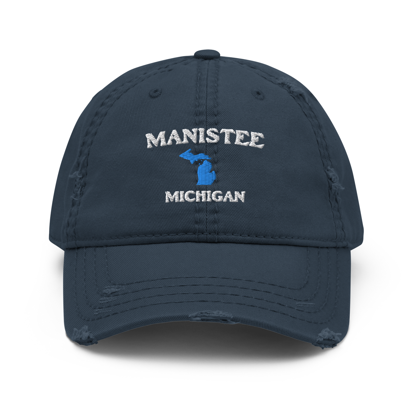 'Manistee Michigan' Distressed Dad Hat (w/ Michigan Outline)