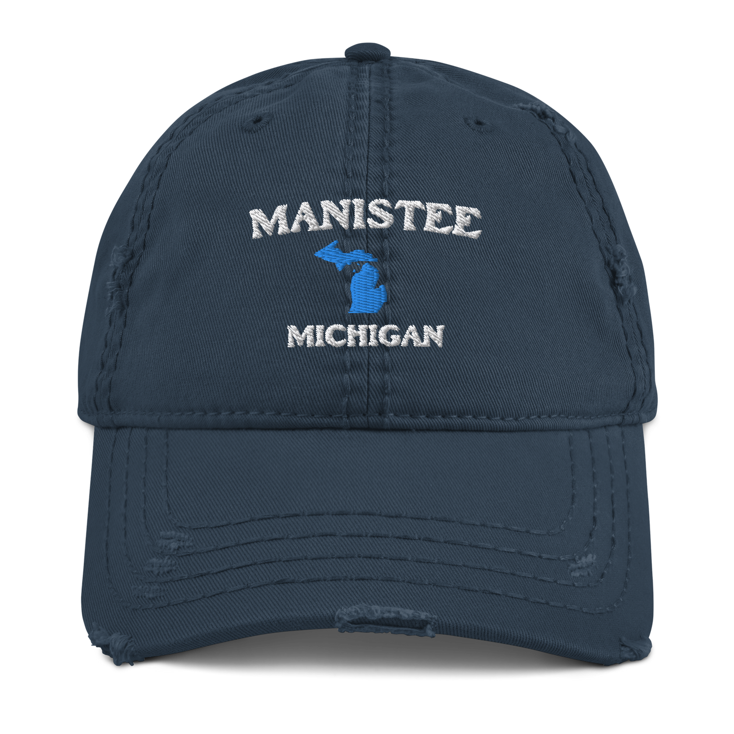 'Manistee Michigan' Distressed Dad Hat (w/ Michigan Outline)