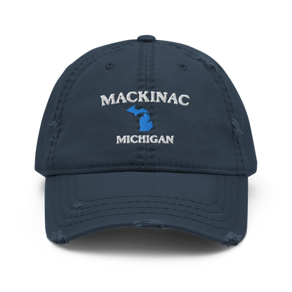 'Mackinac Michigan' Distressed Dad Hat (w/ Michigan Outline)