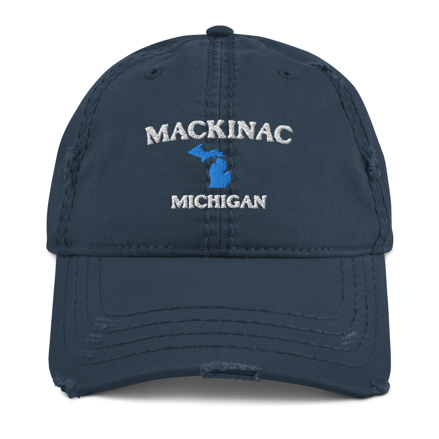 'Mackinac Michigan' Distressed Dad Hat (w/ Michigan Outline)