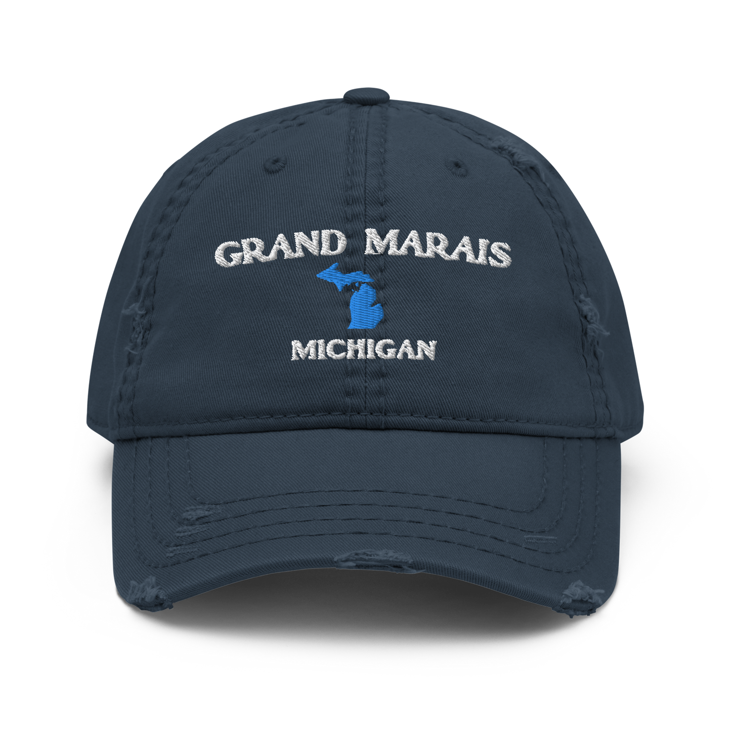 'Grand Marais Michigan' Distressed Dad Hat (w/ Michigan Outline)