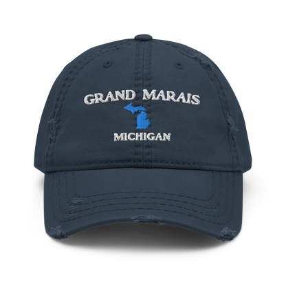 'Grand Marais Michigan' Distressed Dad Hat (w/ Michigan Outline)