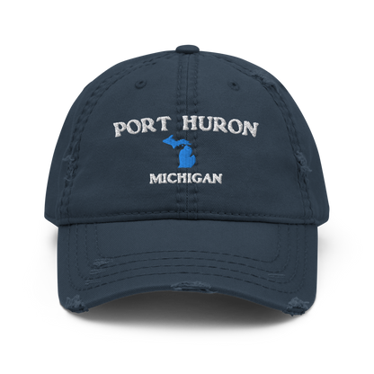 'Port Huron Michigan' Distressed Dad Hat (w/ Michigan Outline)