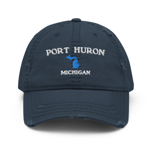 'Port Huron Michigan' Distressed Dad Hat (w/ Michigan Outline)