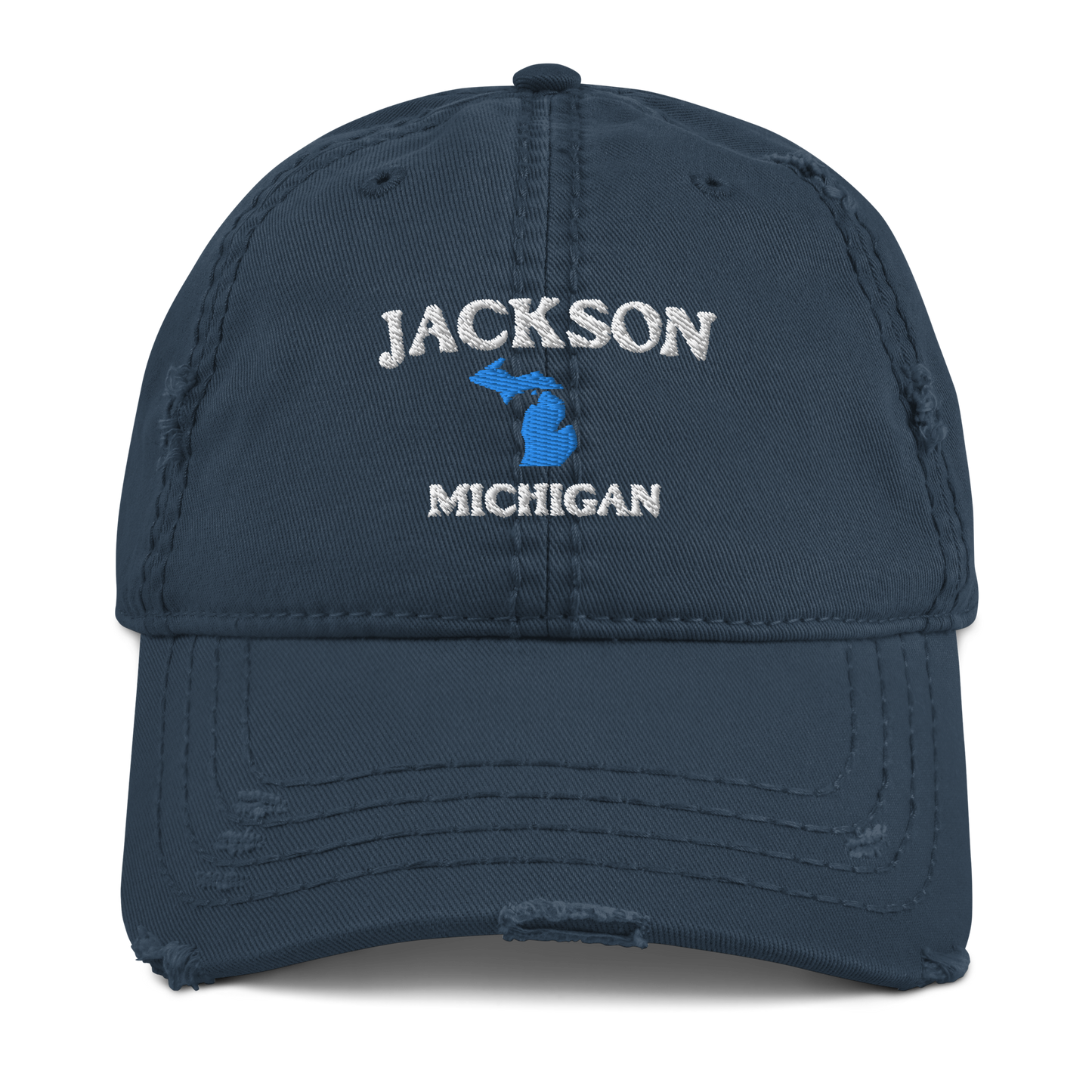 'Jackson Michigan' Distressed Dad Hat (w/ Michigan Outline)