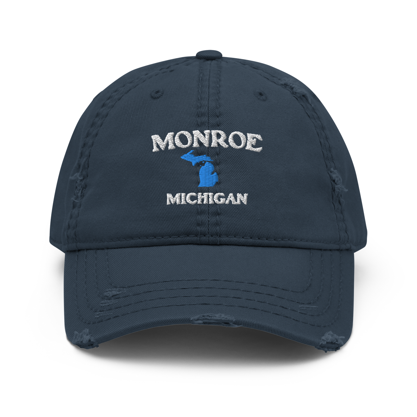 'Monroe Michigan' Distressed Dad Hat (w/ Michigan Outline)