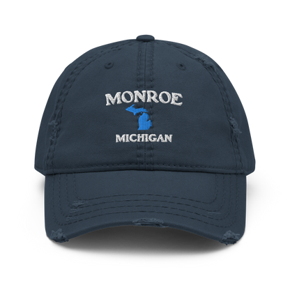 'Monroe Michigan' Distressed Dad Hat (w/ Michigan Outline)