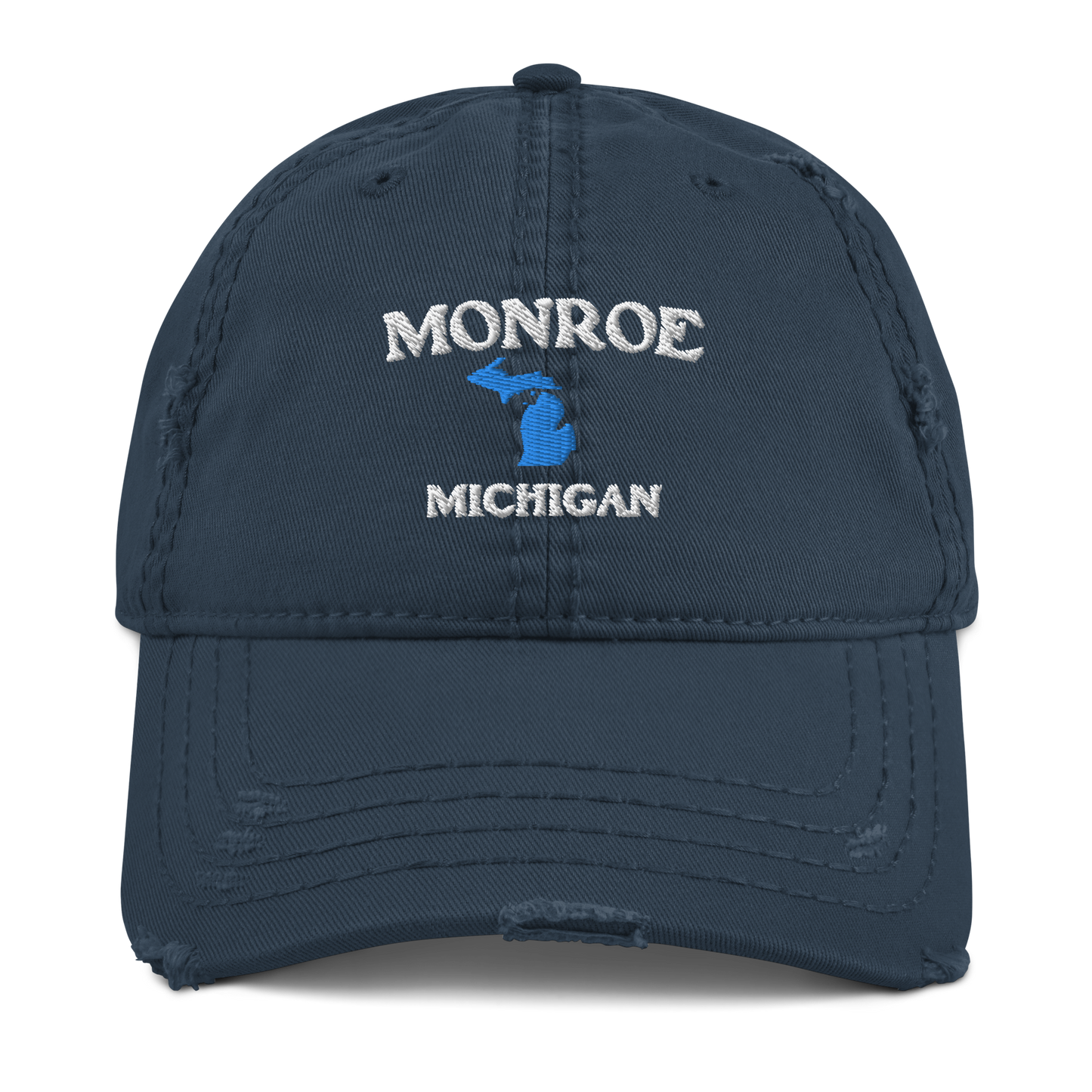 'Monroe Michigan' Distressed Dad Hat (w/ Michigan Outline)