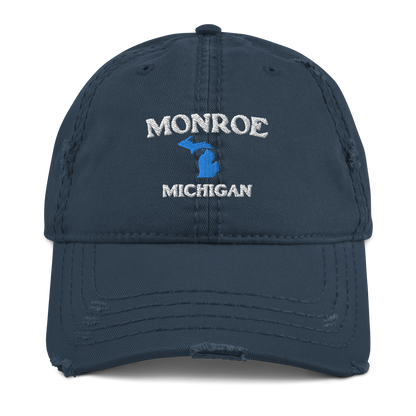 'Monroe Michigan' Distressed Dad Hat (w/ Michigan Outline)