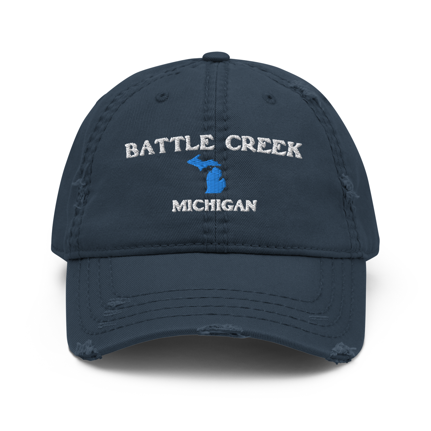 'Battle Creek Michigan' Distressed Dad Hat (w/ Michigan Outline)