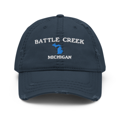 'Battle Creek Michigan' Distressed Dad Hat (w/ Michigan Outline)