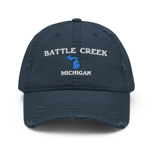 'Battle Creek Michigan' Distressed Dad Hat (w/ Michigan Outline)