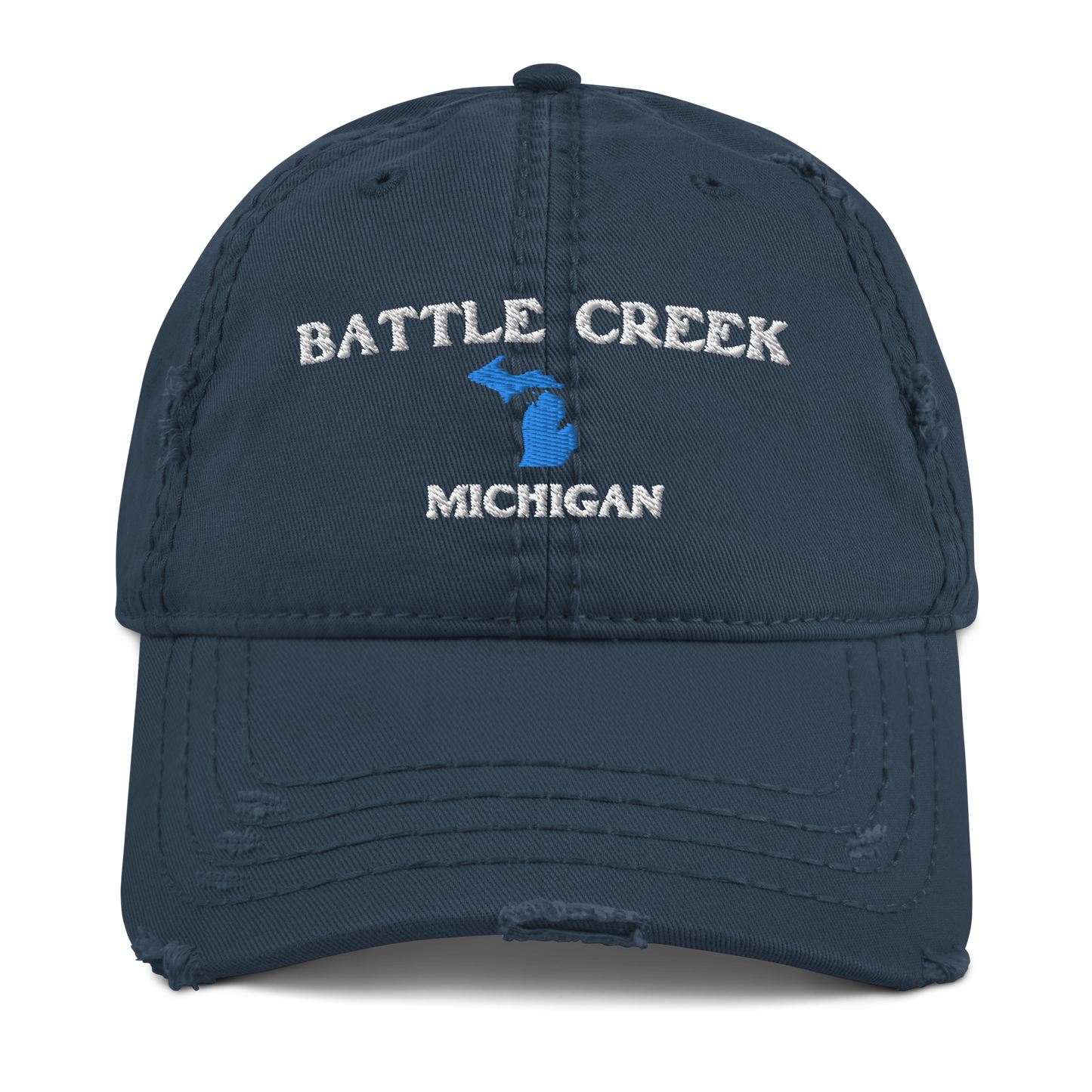 'Battle Creek Michigan' Distressed Dad Hat (w/ Michigan Outline)