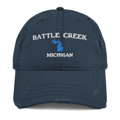 'Battle Creek Michigan' Distressed Dad Hat (w/ Michigan Outline)