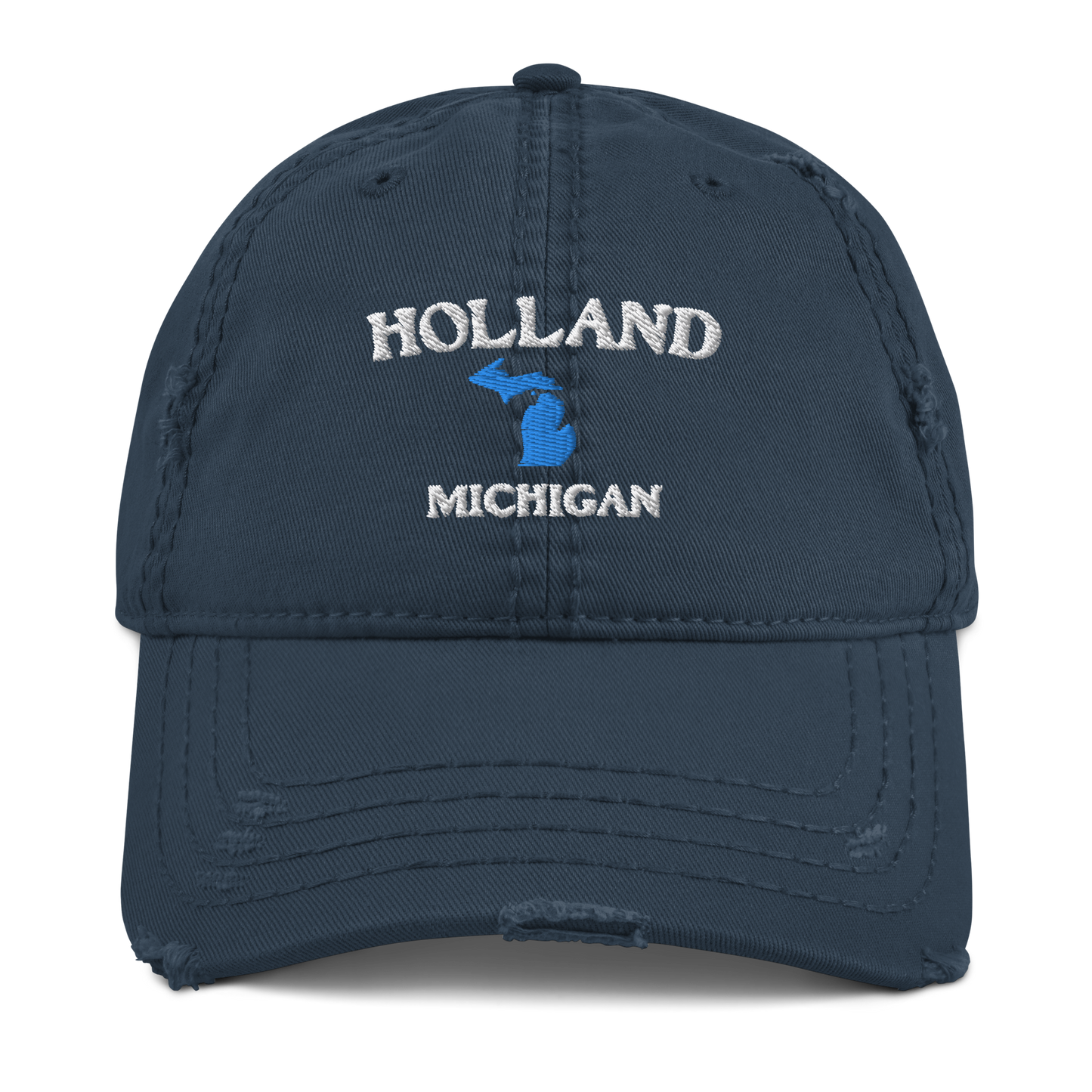 'Holland Michigan' Distressed Dad Hat (w/ Michigan Outline)