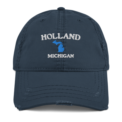 'Holland Michigan' Distressed Dad Hat (w/ Michigan Outline)