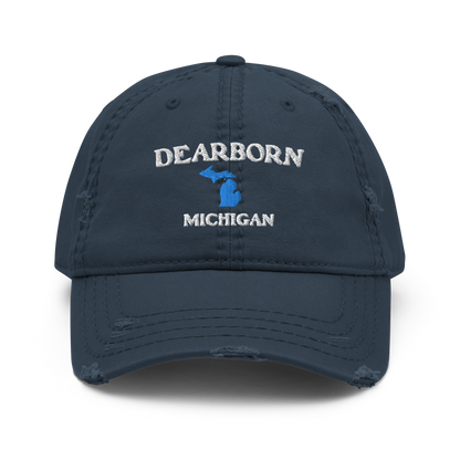 'Dearborn Michigan' Distressed Dad Hat (w/ Michigan Outline)