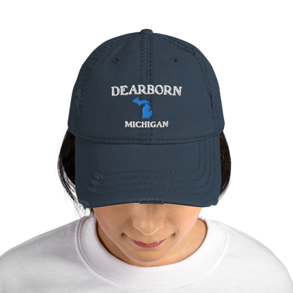 'Dearborn Michigan' Distressed Dad Hat (w/ Michigan Outline)