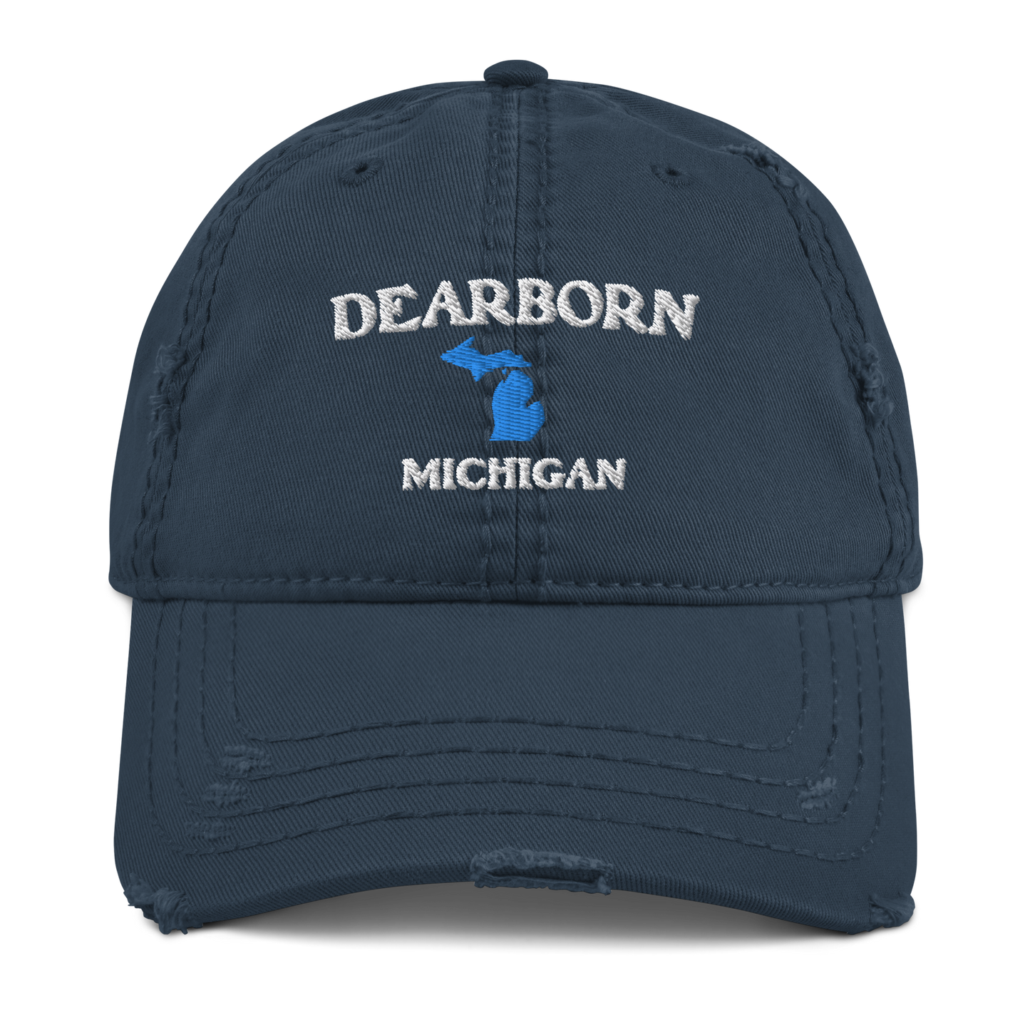 'Dearborn Michigan' Distressed Dad Hat (w/ Michigan Outline)