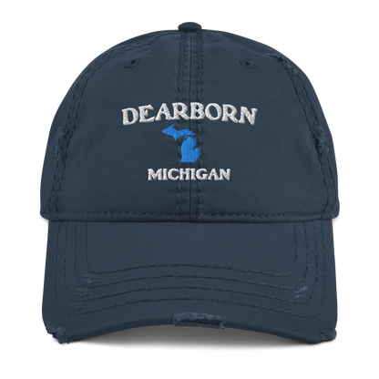 'Dearborn Michigan' Distressed Dad Hat (w/ Michigan Outline)