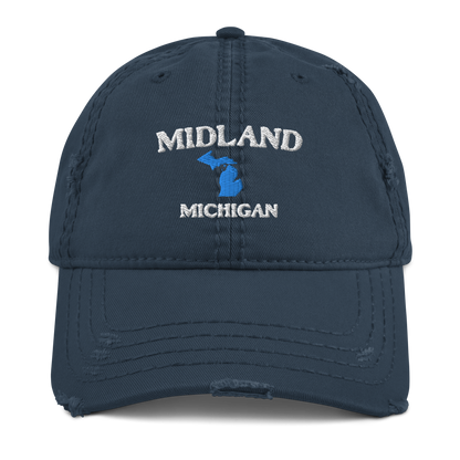 'Midland Michigan' Distressed Dad Hat (w/ Michigan Outline)