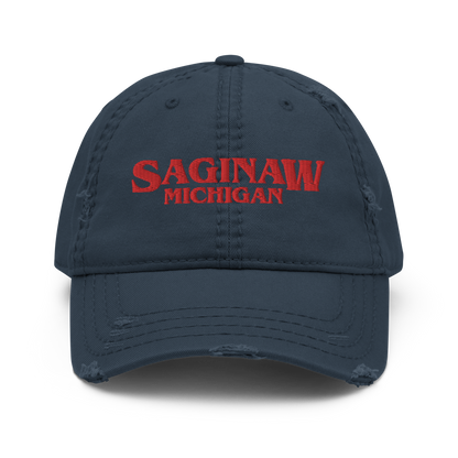 'Saginaw Michigan' Distressed Dad Hat (1980s Drama Parody)