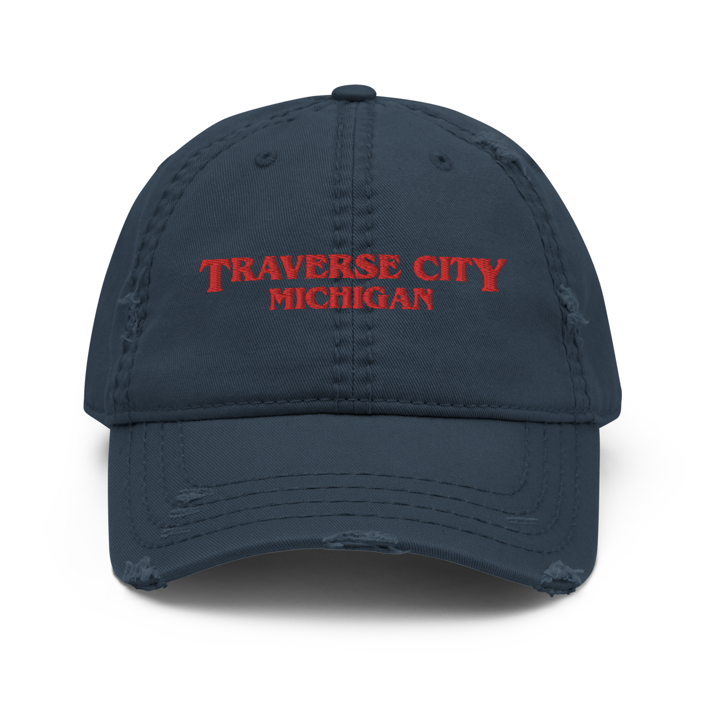 'Traverse City Michigan' Distressed Dad Hat (1980s Drama Parody)