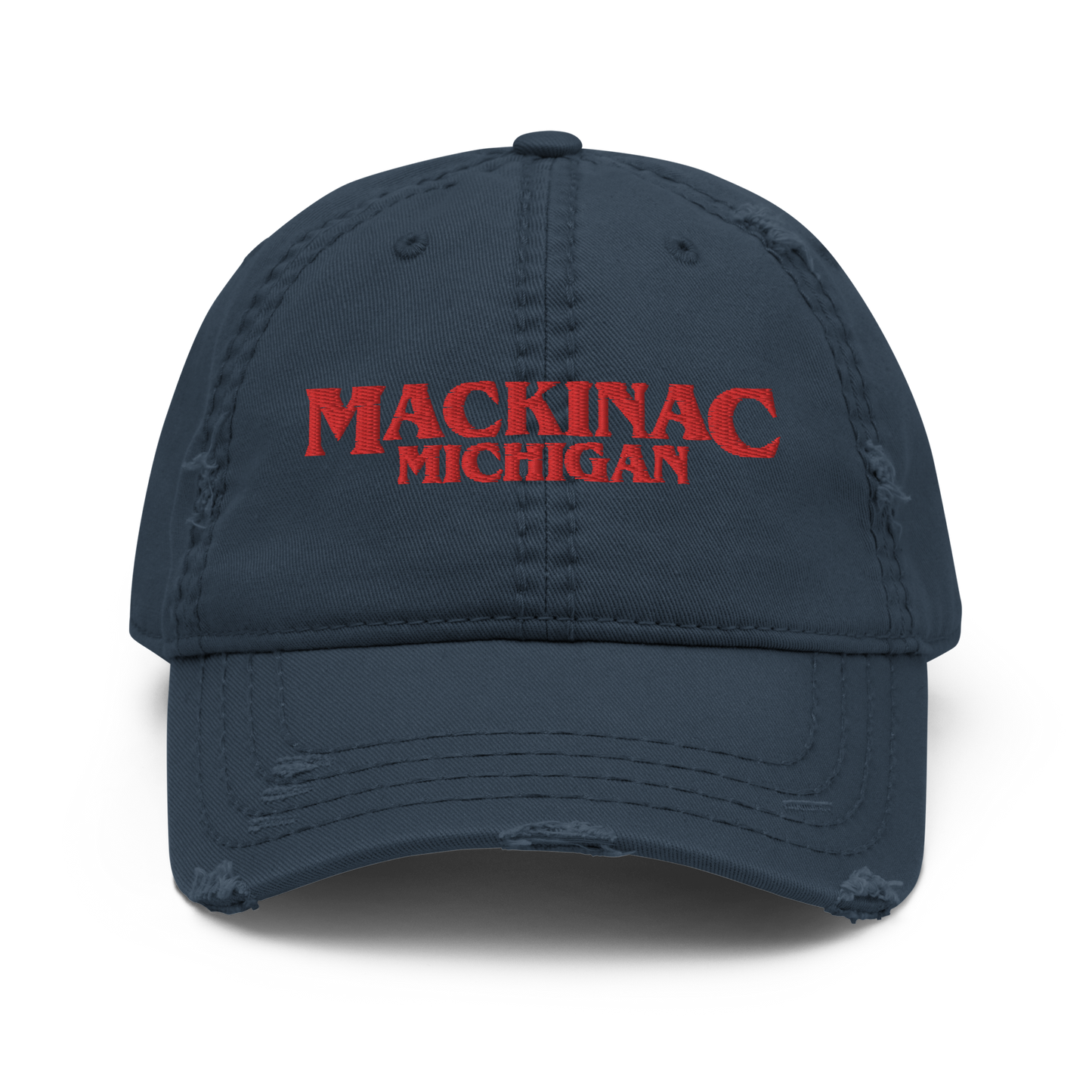 'Mackinac Michigan' Distressed Dad Hat (1980s Drama Parody)