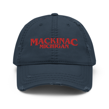 'Mackinac Michigan' Distressed Dad Hat (1980s Drama Parody)