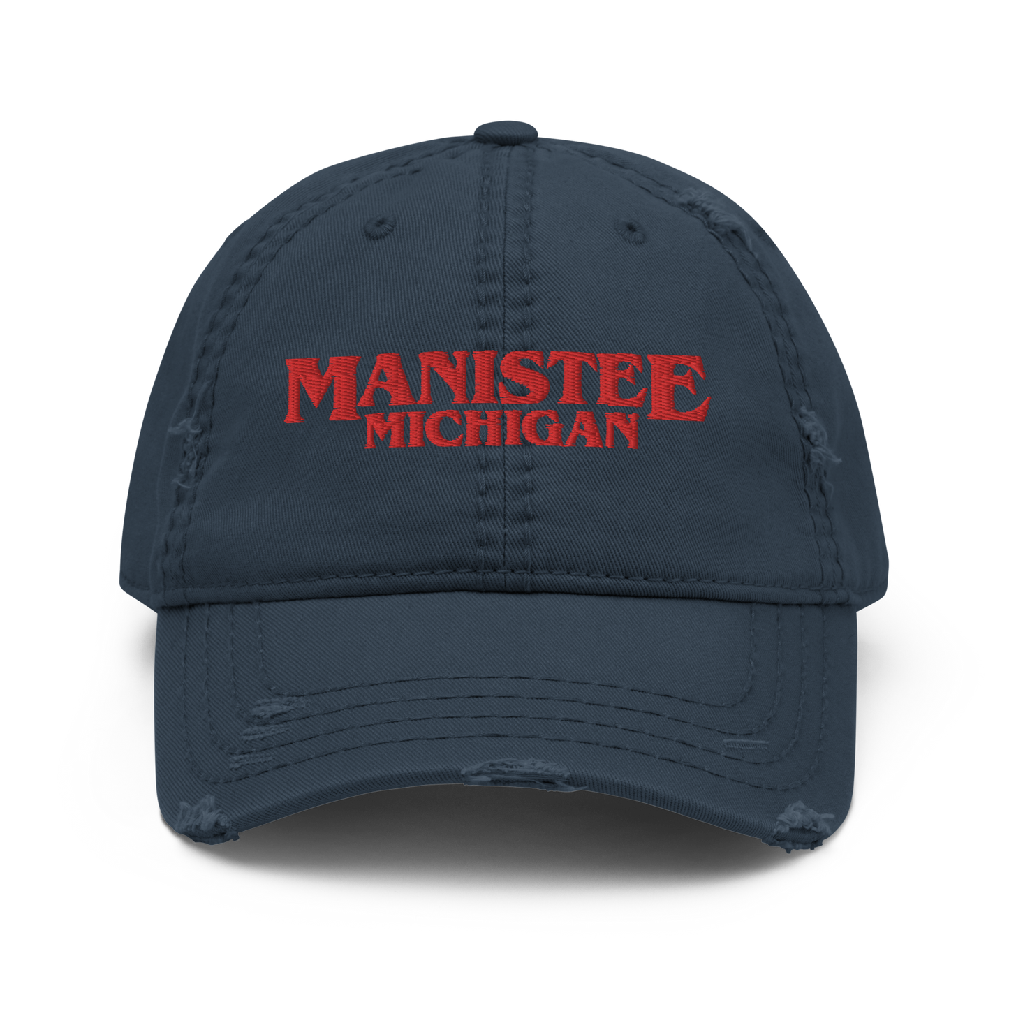 'Manistee Michigan' Distressed Dad Hat (1980s Drama Parody)