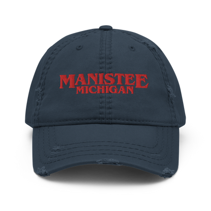 'Manistee Michigan' Distressed Dad Hat (1980s Drama Parody)