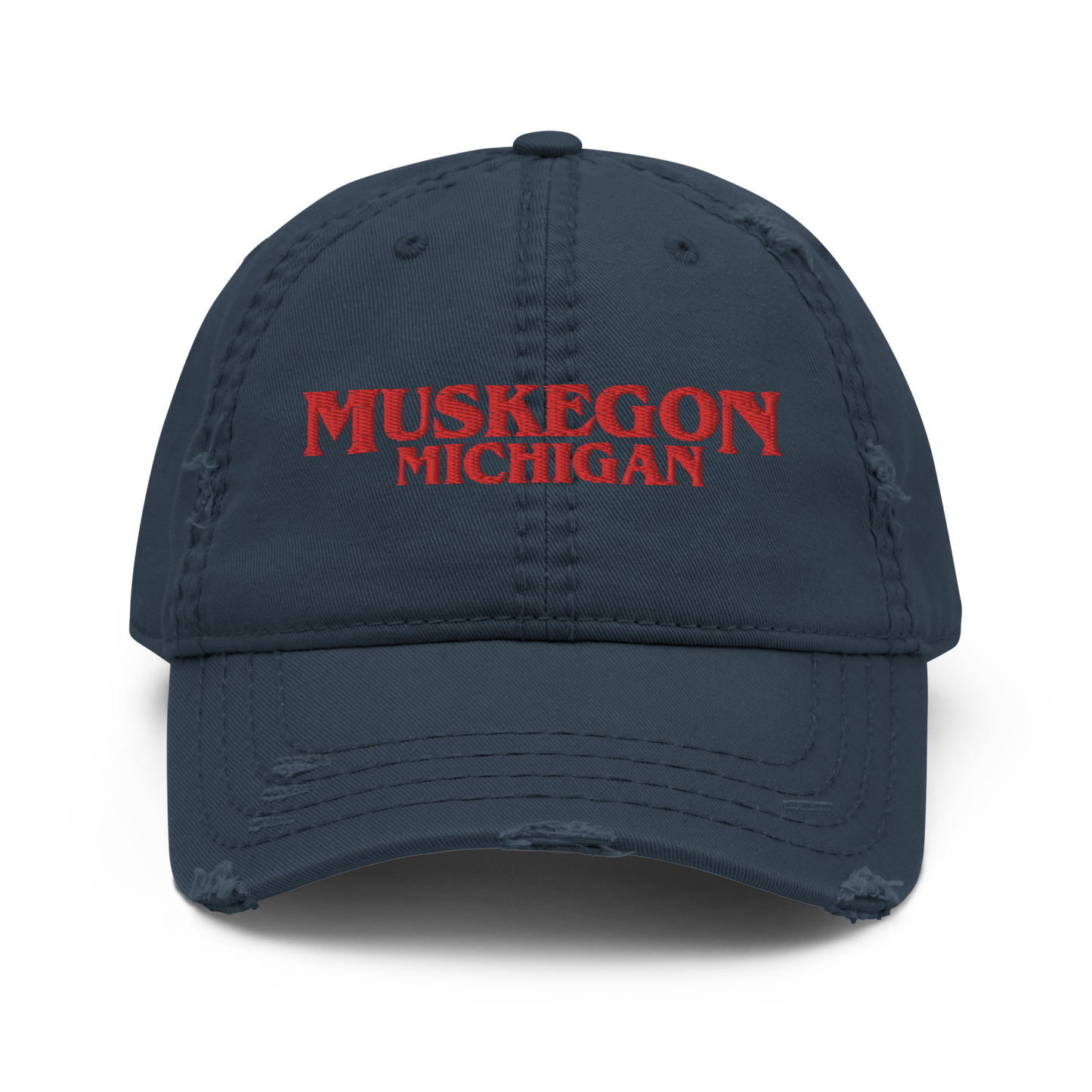 'Muskegon Michigan' Distressed Dad Hat (1980s Drama Parody)