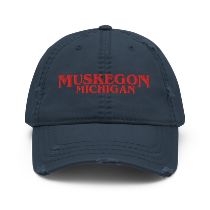 'Muskegon Michigan' Distressed Dad Hat (1980s Drama Parody)