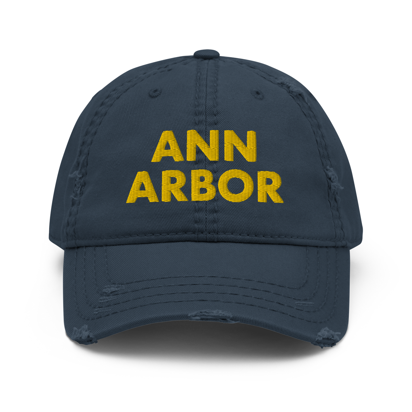 'Ann Arbor' Distressed Dad Hat | Gold/Navy Embroidery