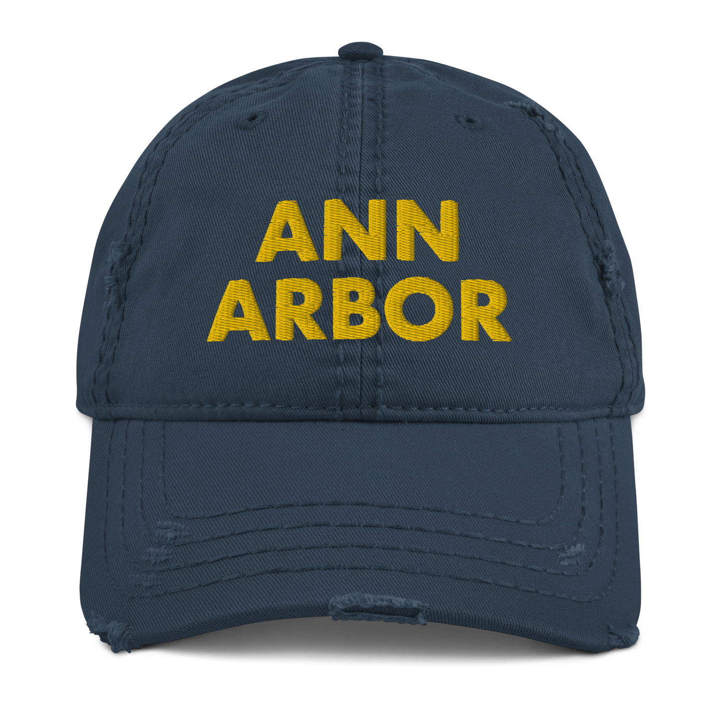 'Ann Arbor' Distressed Dad Hat | Gold/Navy Embroidery