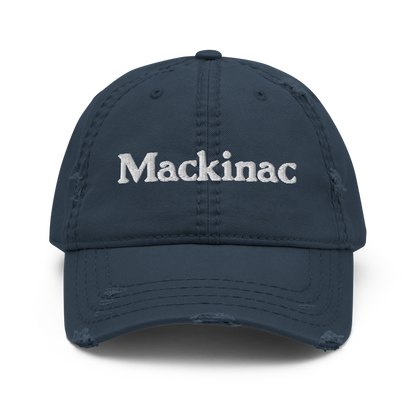 'Mackinac' Distressed Dad Hat | White/Navy Embroidery