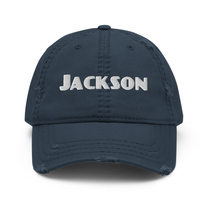 'Jackson' Distressed Dad Hat | White/Black