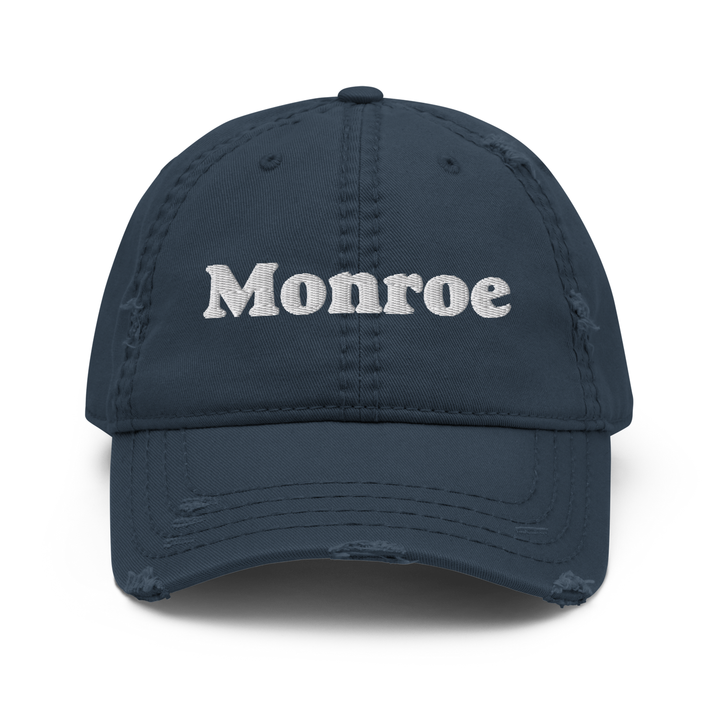 'Monroe' Distressed Dad Hat | White/Black Embroidery